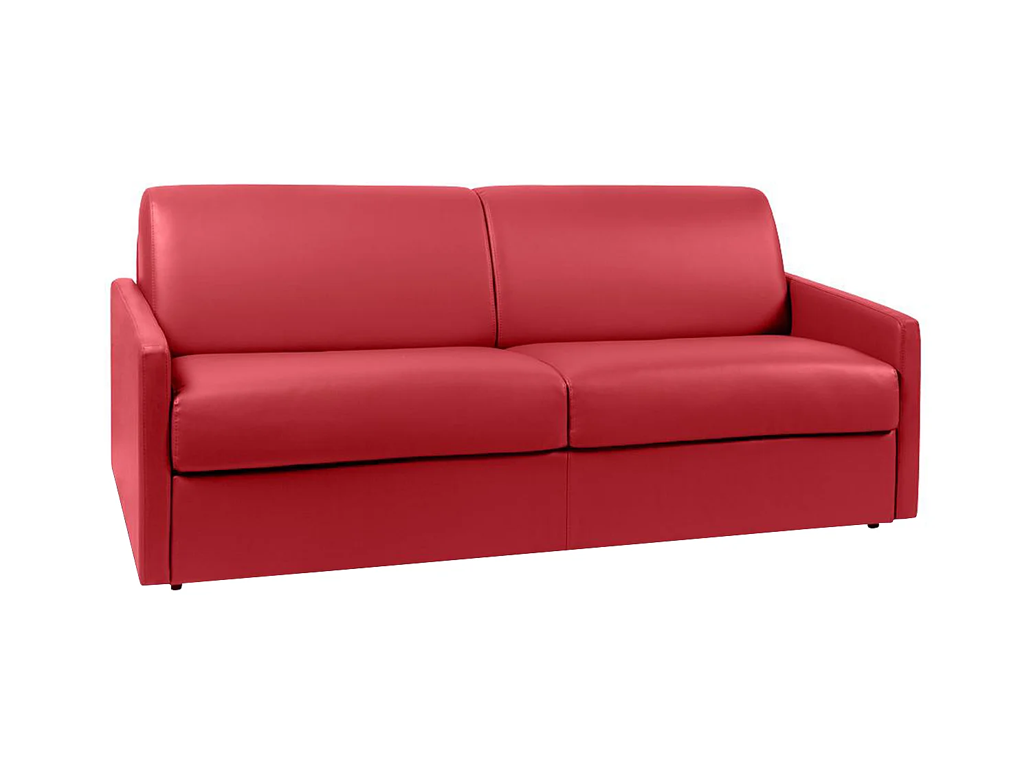 Vierzits express bedbank van kunstleer CALIFE - Rood - Slaap afmeting 160  cm - Matras met vormgeheugen 22 cm