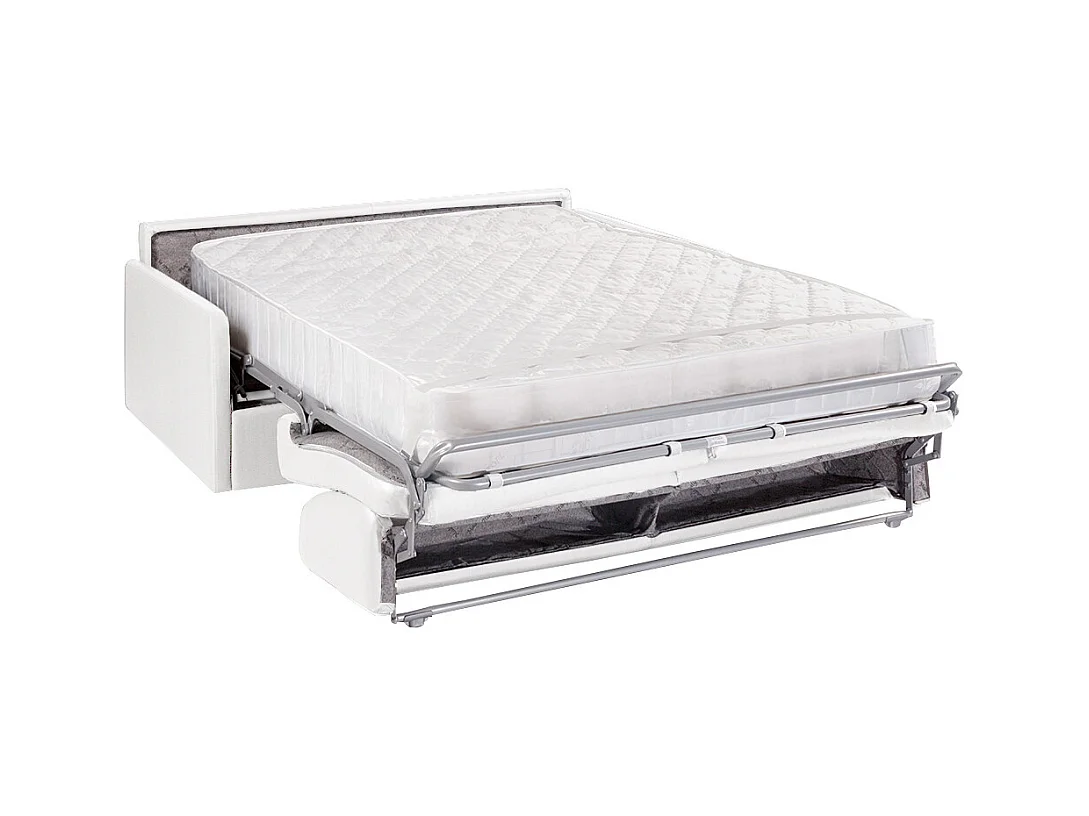 4-seters sovesofa i hvit kunstskinn - Soveplass 160 cm - 22 cm madrass med formminne CALIFE