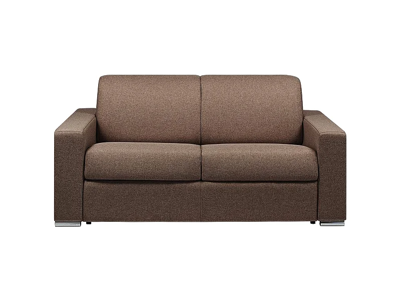 Sofá de 2 lugares rapidamente convertível em cama  em tecido Castanho - Cama de 120 cm e Colchão de 14 cm - CALITO