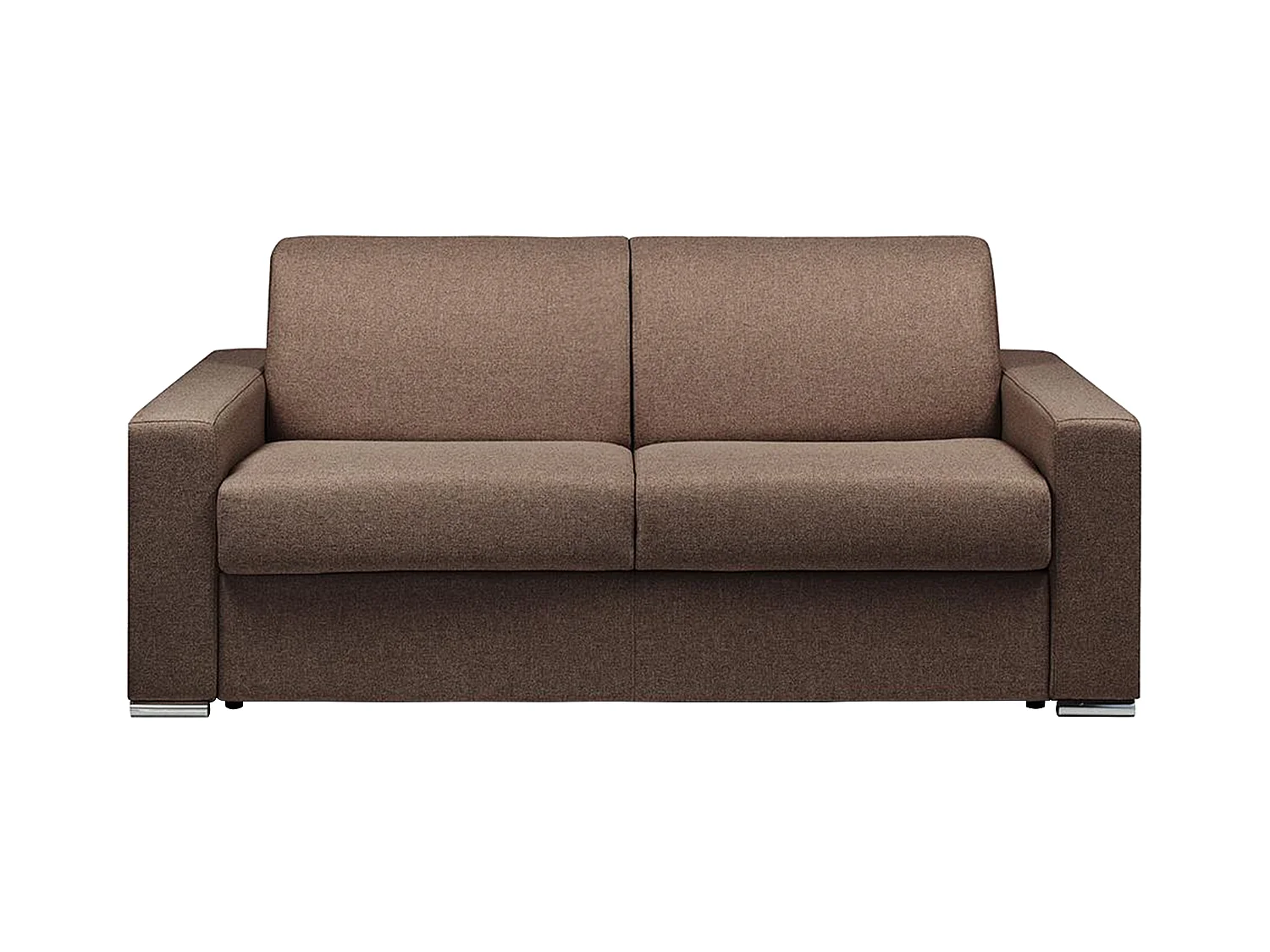 Canapé 3 places convertible express en tissu marron - Couchage lattes larges 140 cm - Matelas 14 cm CALITO