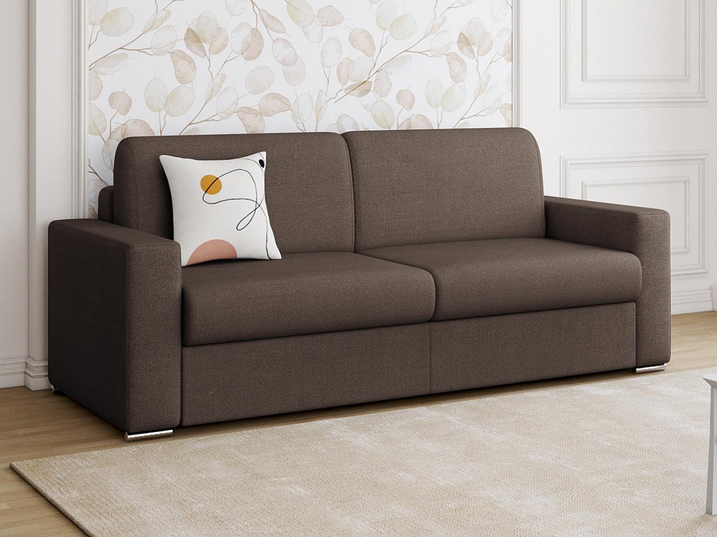 4-sæders express sovesofa - 14 cm madras - brun stof CALITO