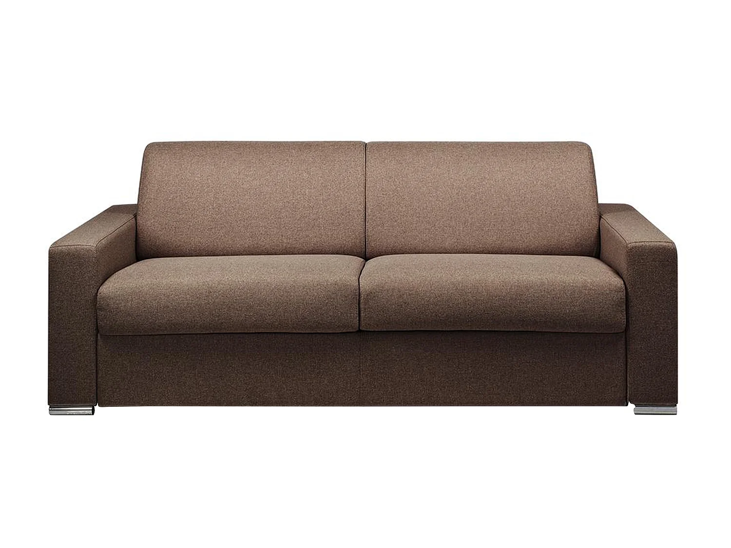 Canapé 4 places convertible express en tissu marron - Couchage lattes larges 160 cm - Matelas 14 cm CALITO