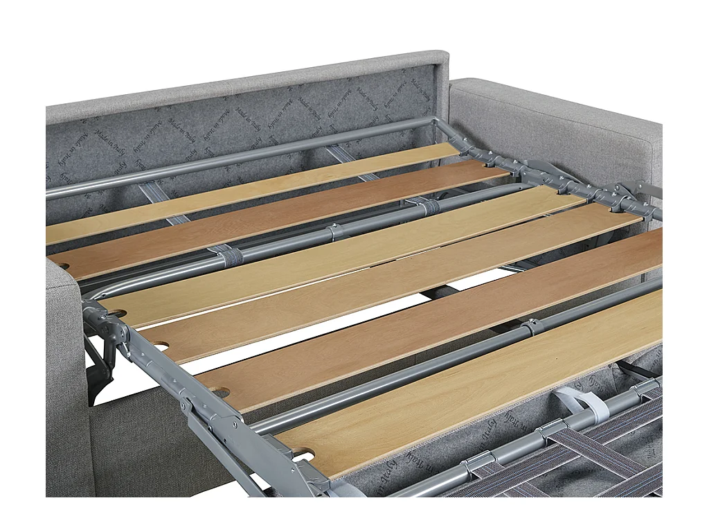 Kanapa 2-osobowa z ekspresowym mechanizmem rozkładania z tkaniny CALITO - Kolor: brązowy - Miejsce do spania: 120 cm - Materac 18 cm