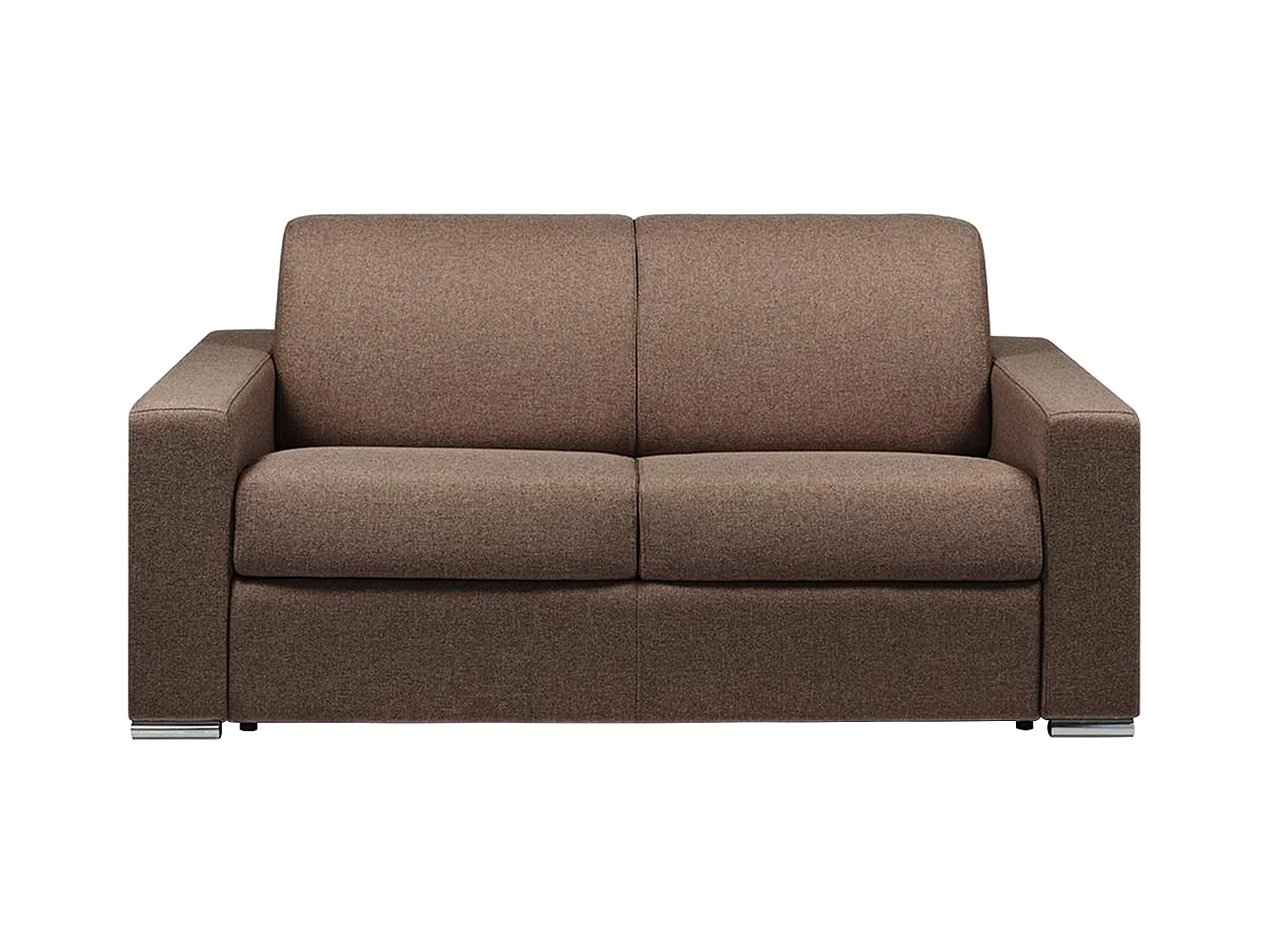 Canapé 2 places convertible express en tissu marron - Couchage lattes larges 120 cm - Matelas 18 cm CALITO