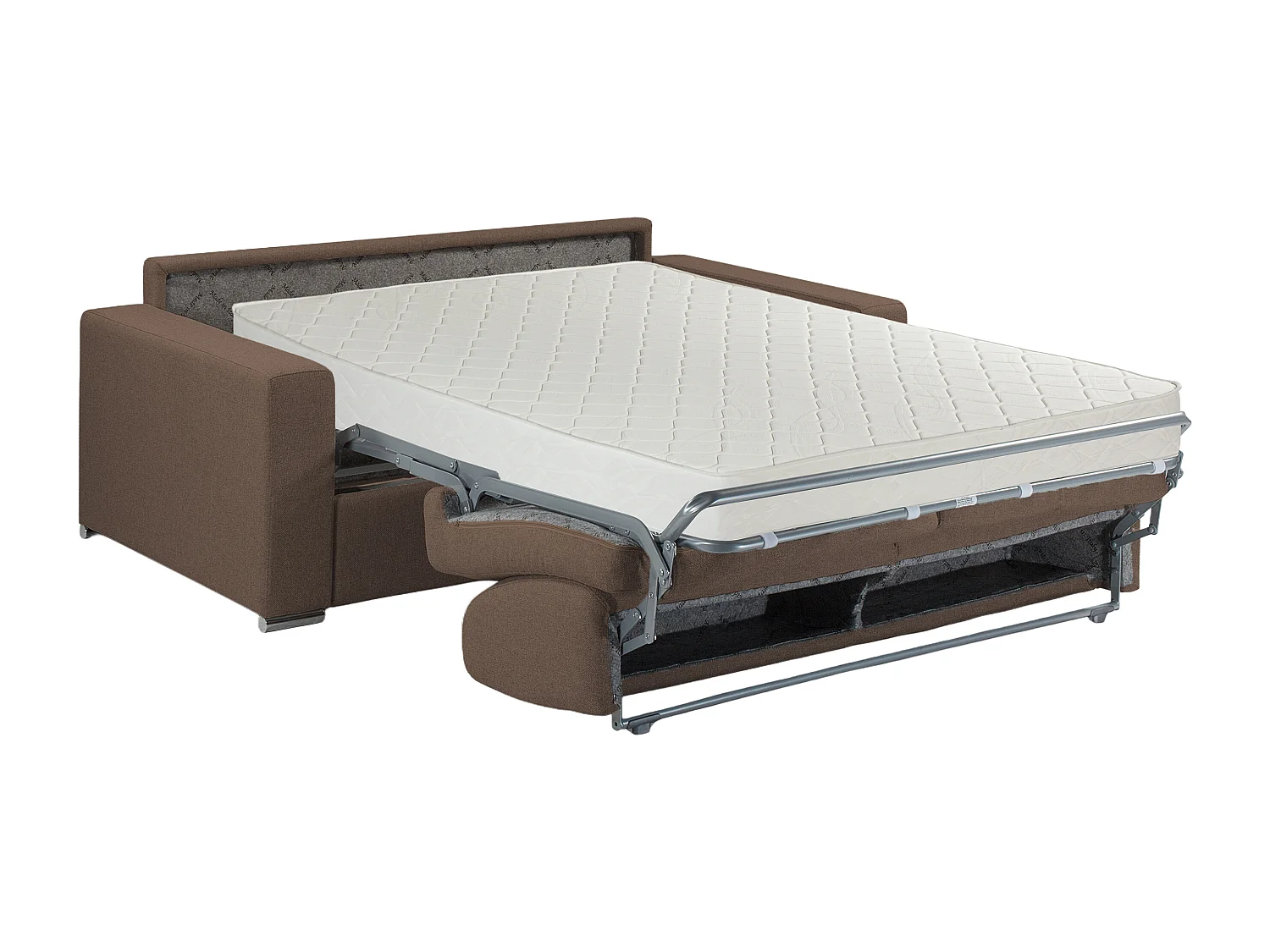 Canapé 3 places convertible express en tissu marron - Couchage lattes larges 140 cm - Matelas 18 cm CALITO