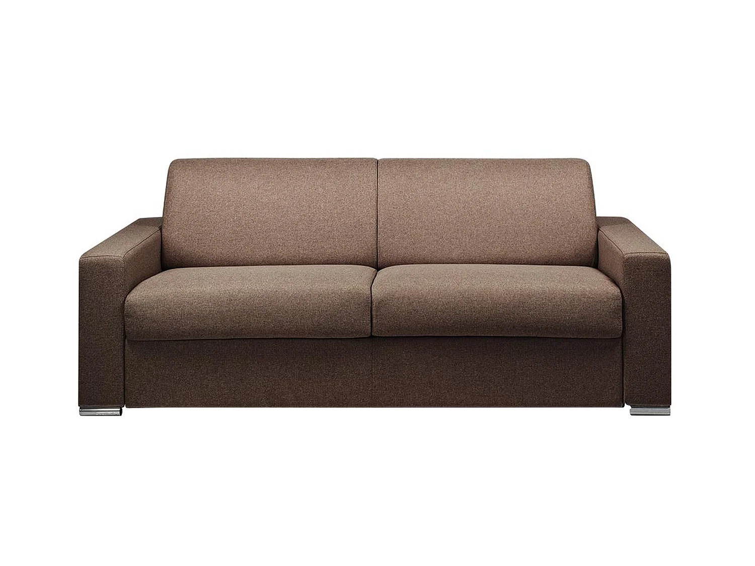 Express-vierzitsslaapbank van stof CALITO - Bruin - Bed 160  cm - Matras 18 cm