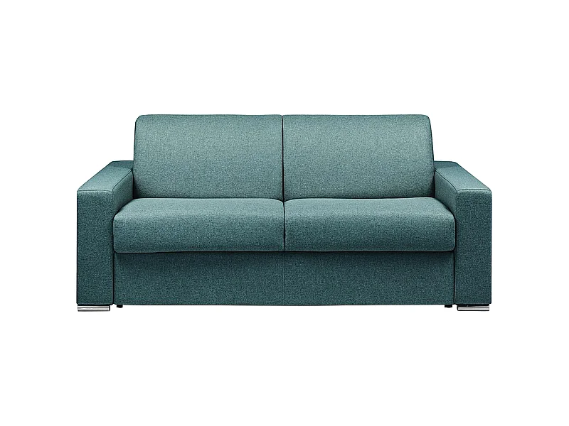 Kanapa 3-osobowa z ekspresowym mechanizmem rozkładania z tkaniny CALITO - Kolor: niebieski - Wymiary miejsca do spania: 140 cm - Materac 14 cm