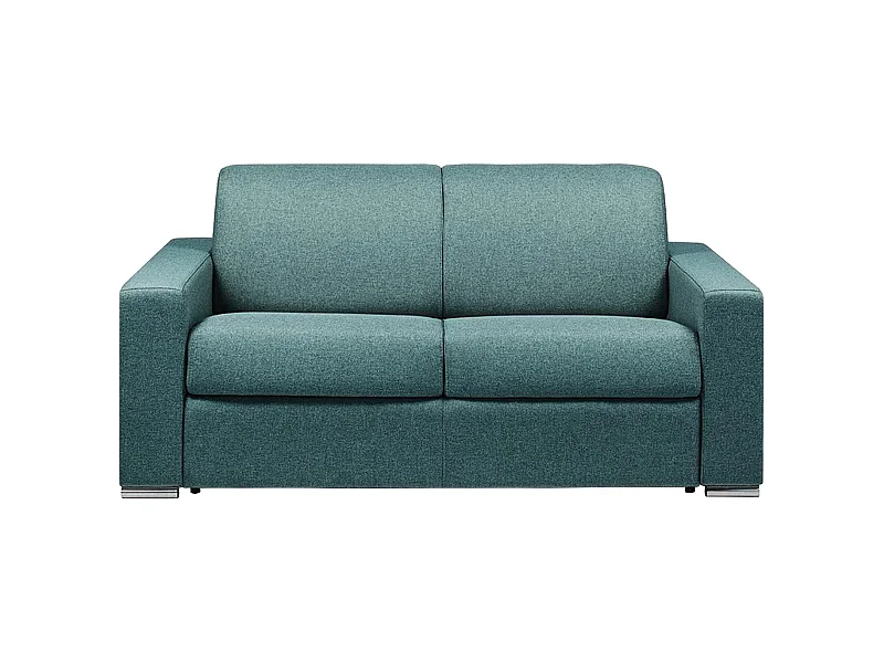 Sofá de 2 lugares rapidamente convertível em cama em tecido Azul - Cama de 120 cm e Colchão de 18 cm - CALITO