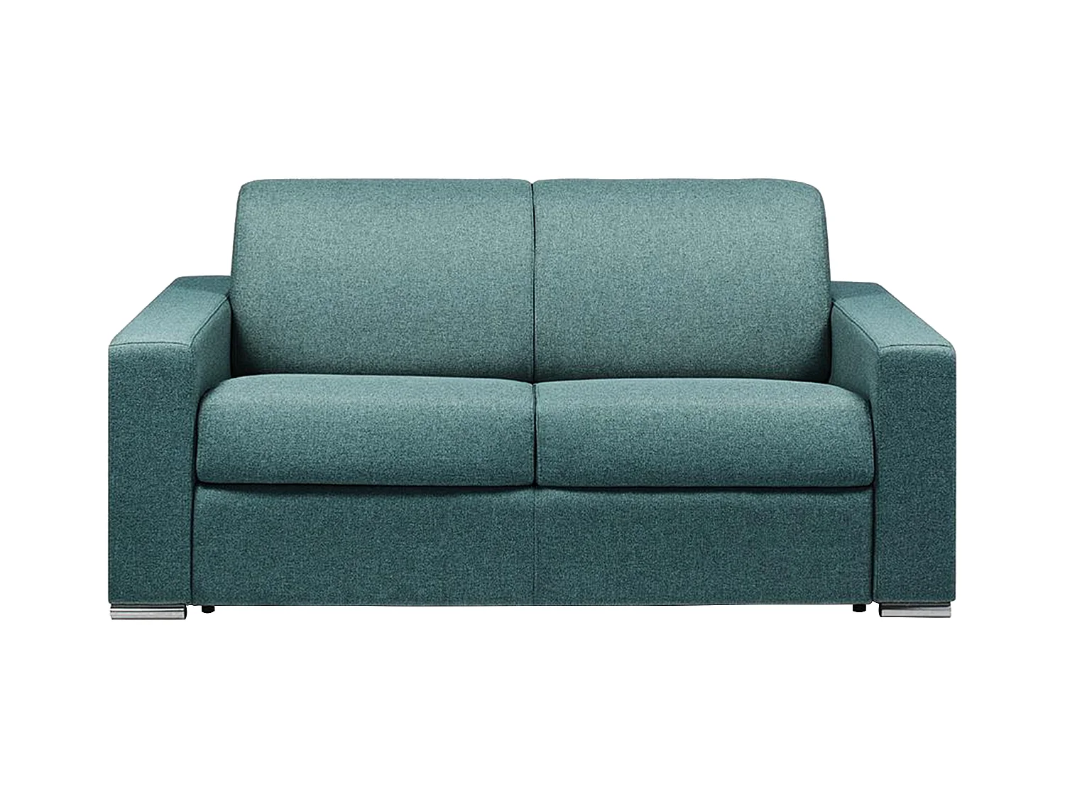 Canapé 2 places convertible express en tissu bleu - Couchage lattes larges 120 cm - Matelas 18 cm CALITO