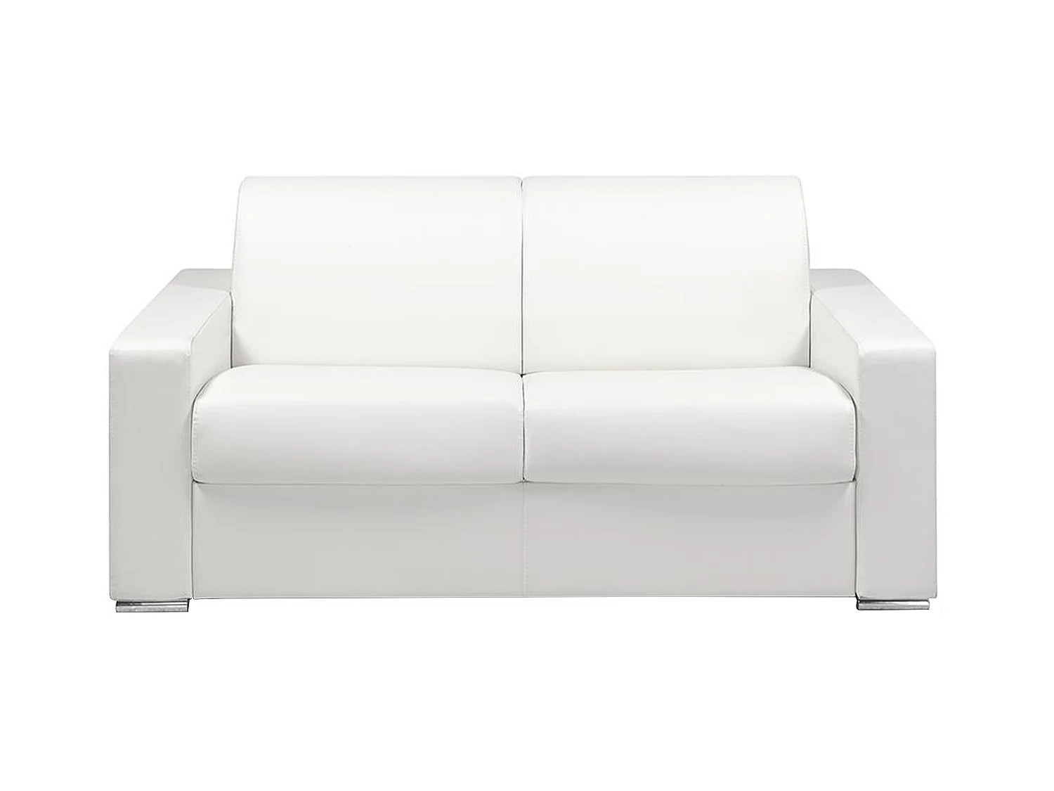 Express-tweezitsslaapbank van wit kunstleer - Bed met brede latten 120 cm - Matras 14 cm CALITO