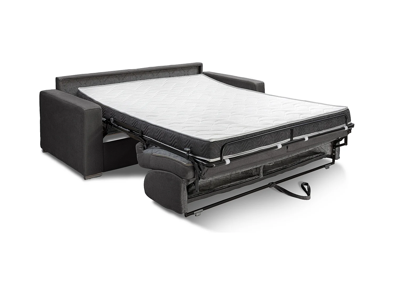 Canapé 4 places convertible express en simili blanc - Couchage lattes larges 160 cm - Matelas 14 cm CALITO