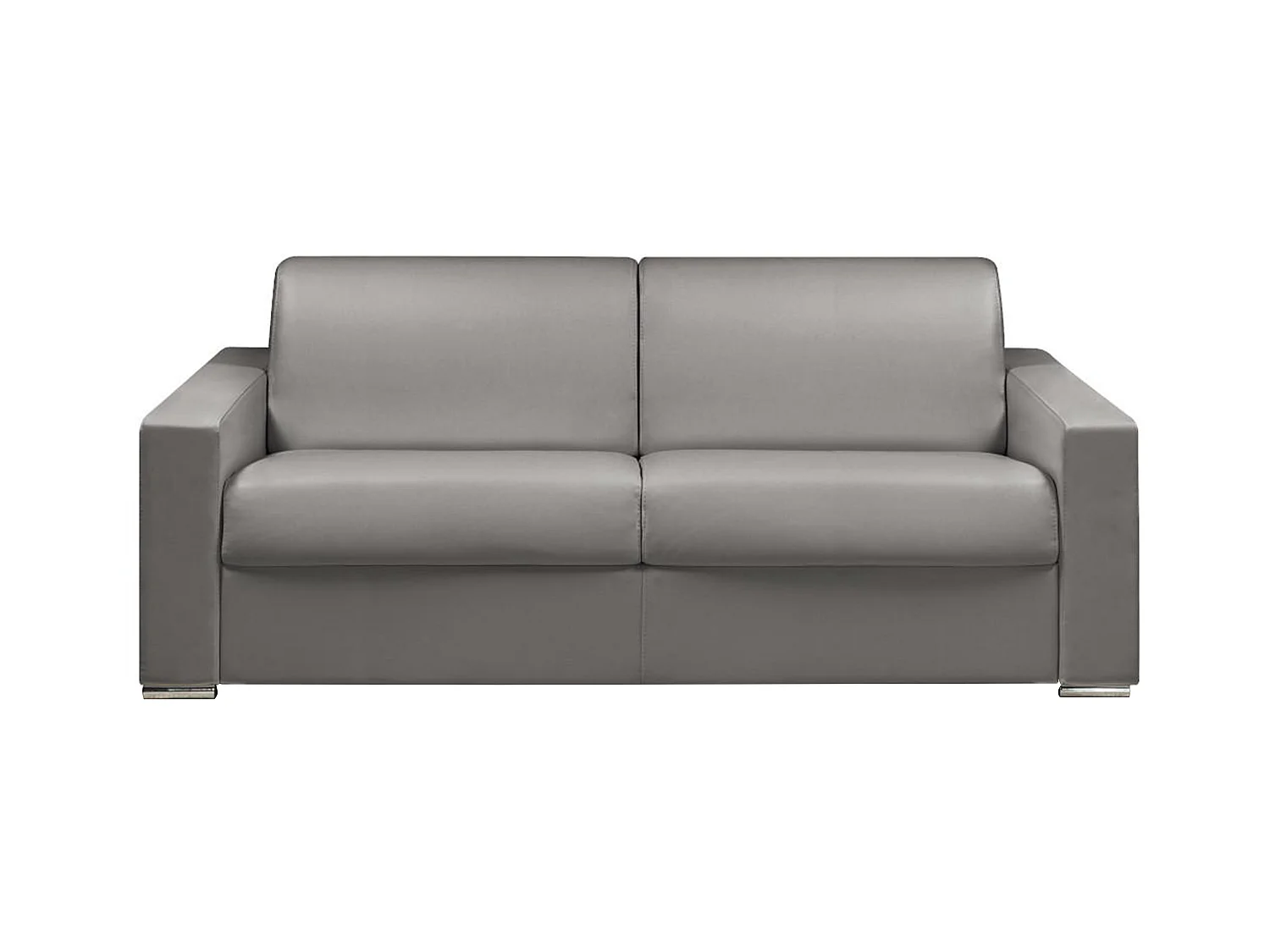 Canapé 4 places convertible express en simili gris - Couchage lattes larges 160 cm - Matelas 18 cm CALITO
