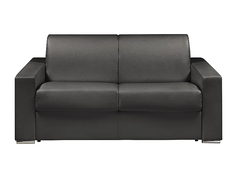 Sofá cama italiano 2 plazas piel sintética CALITO - Negro - Cama 120  cm - Colchón 14 cm