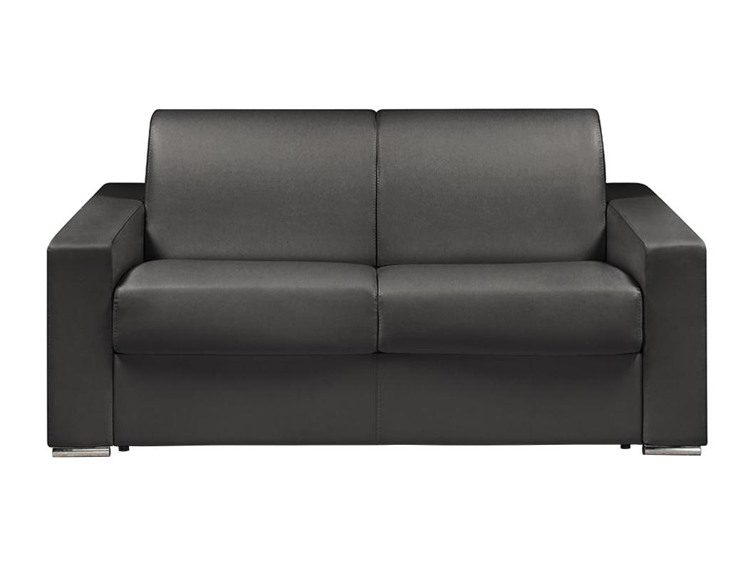 Schlafsofa 2-Sitzer - Liegefläche: 120 cm - Matratzenhöhe: 14 cm - Kunstleder - Schwarz - CALITO