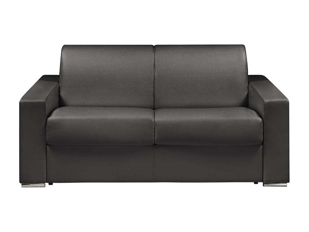 Kanapa 2-osobowa z ekspresowym mechanizmem rozkładania z ekoskóry CALITO - Kolor: czarny - Miejsce do spania: 120 cm - Materac 18 cm