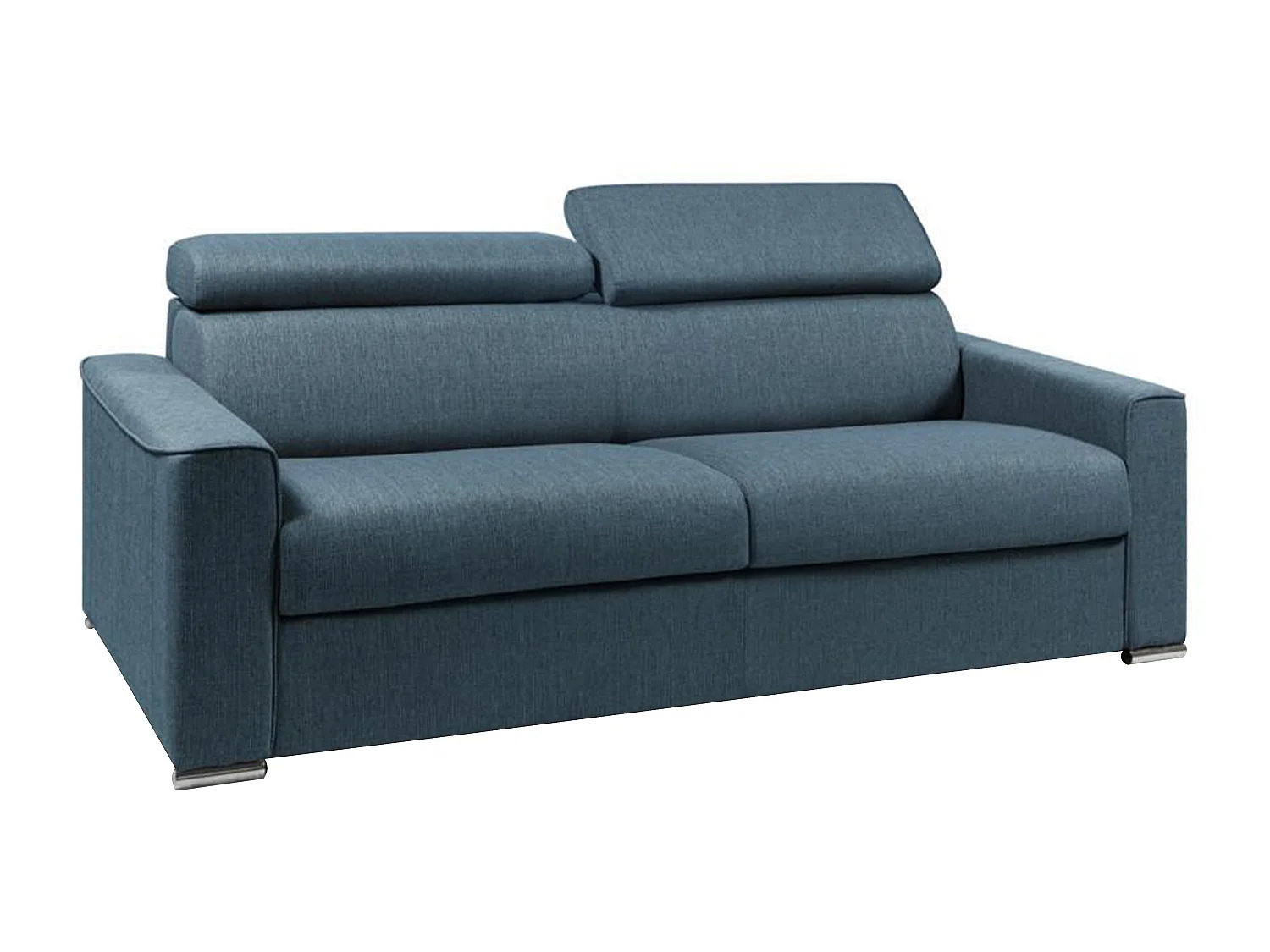 Canapé 4 places convertible express en tissu bleu - couchage 160 cm - Matelas 14 cm VIZIR
