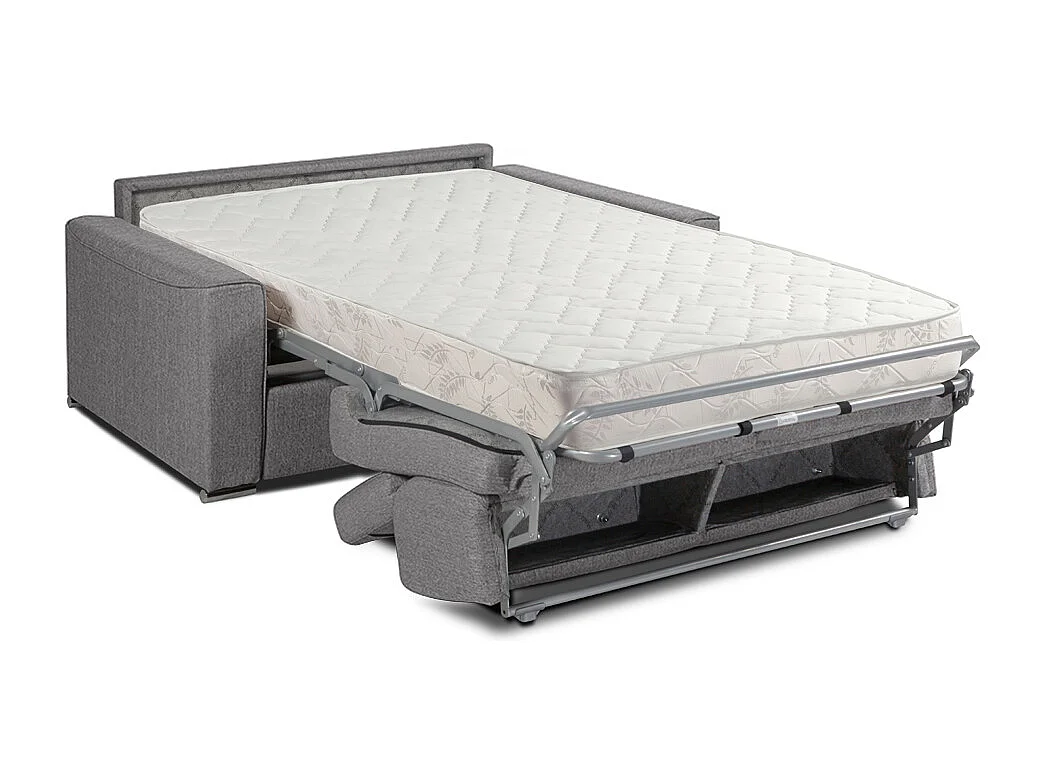 Canapé 3 places convertible express en tissu bleu - couchage 140 cm - Matelas 18 cm VIZIR