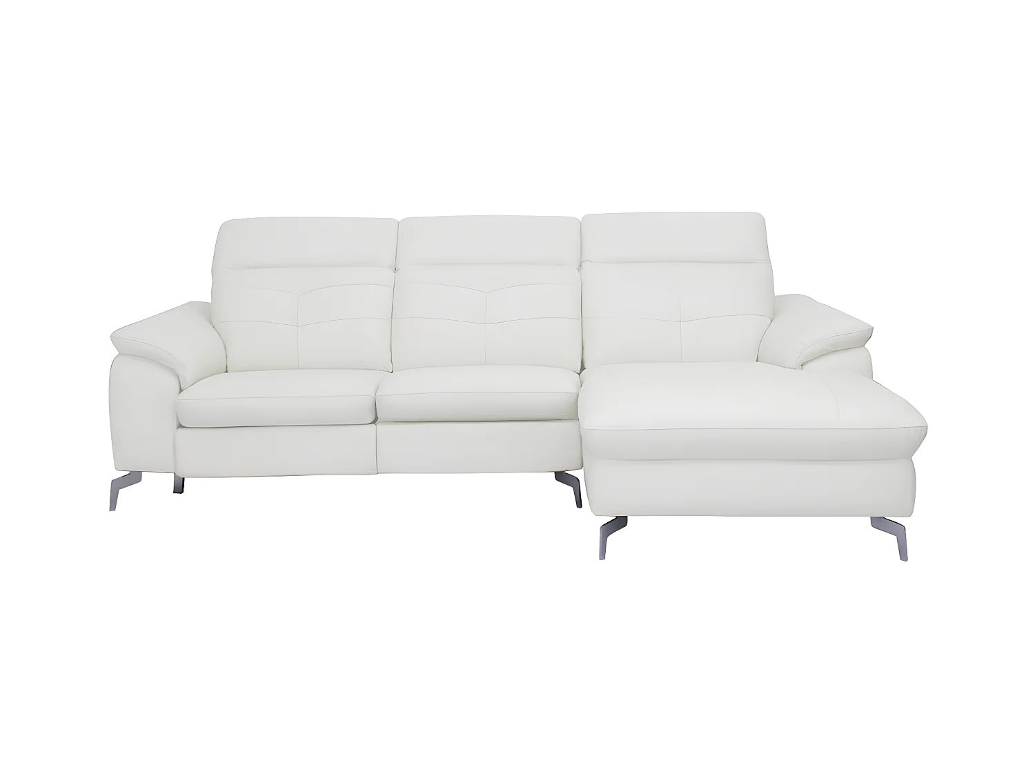 Divano angolare relax elettrico in pelle di bufalo Bianco - Angolo a destra - LISMORE