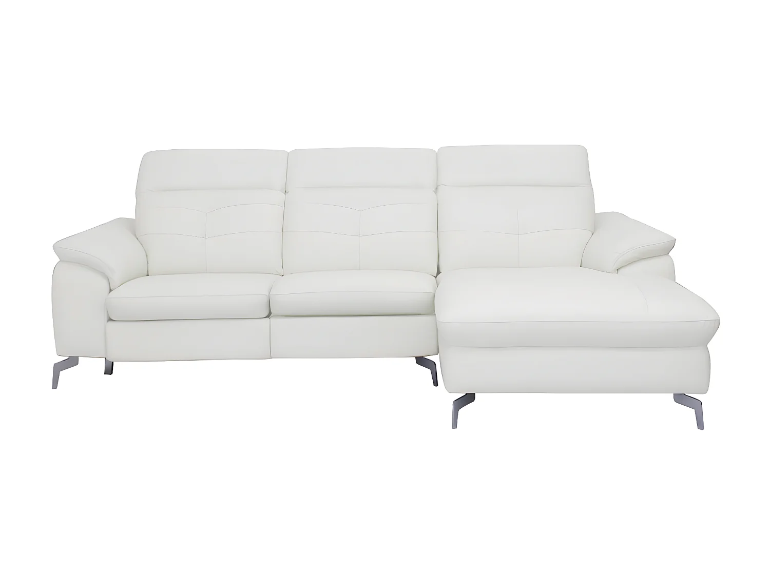 Sofá de canto direito relax elétrico em pele de búfalo Branco - LISMORE