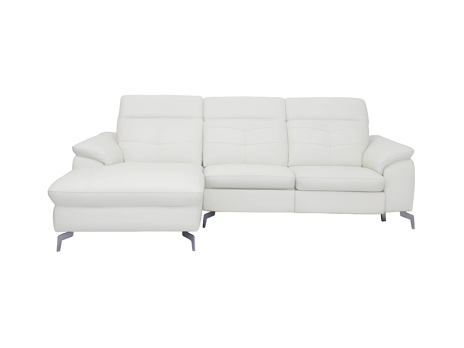 Divano angolare relax elettrico in pelle di bufalo Bianco - Angolo a sinistra - LISMORE