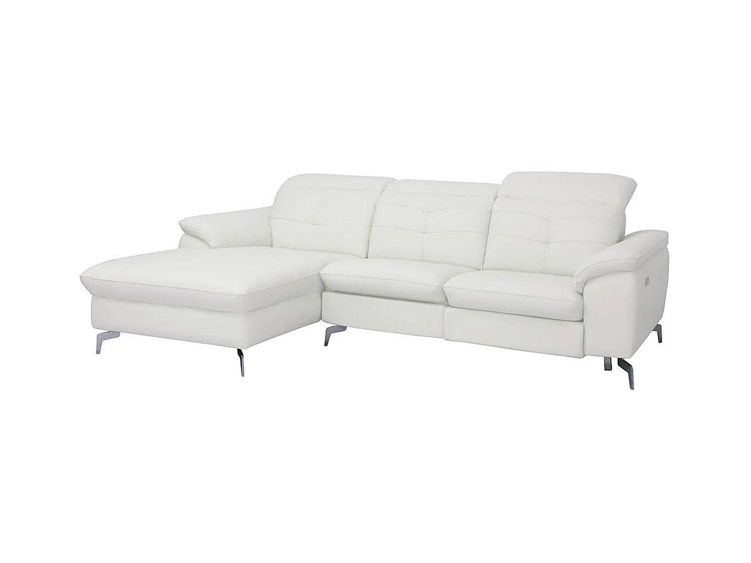 Divano angolare relax elettrico in pelle di bufalo Bianco - Angolo a sinistra - LISMORE