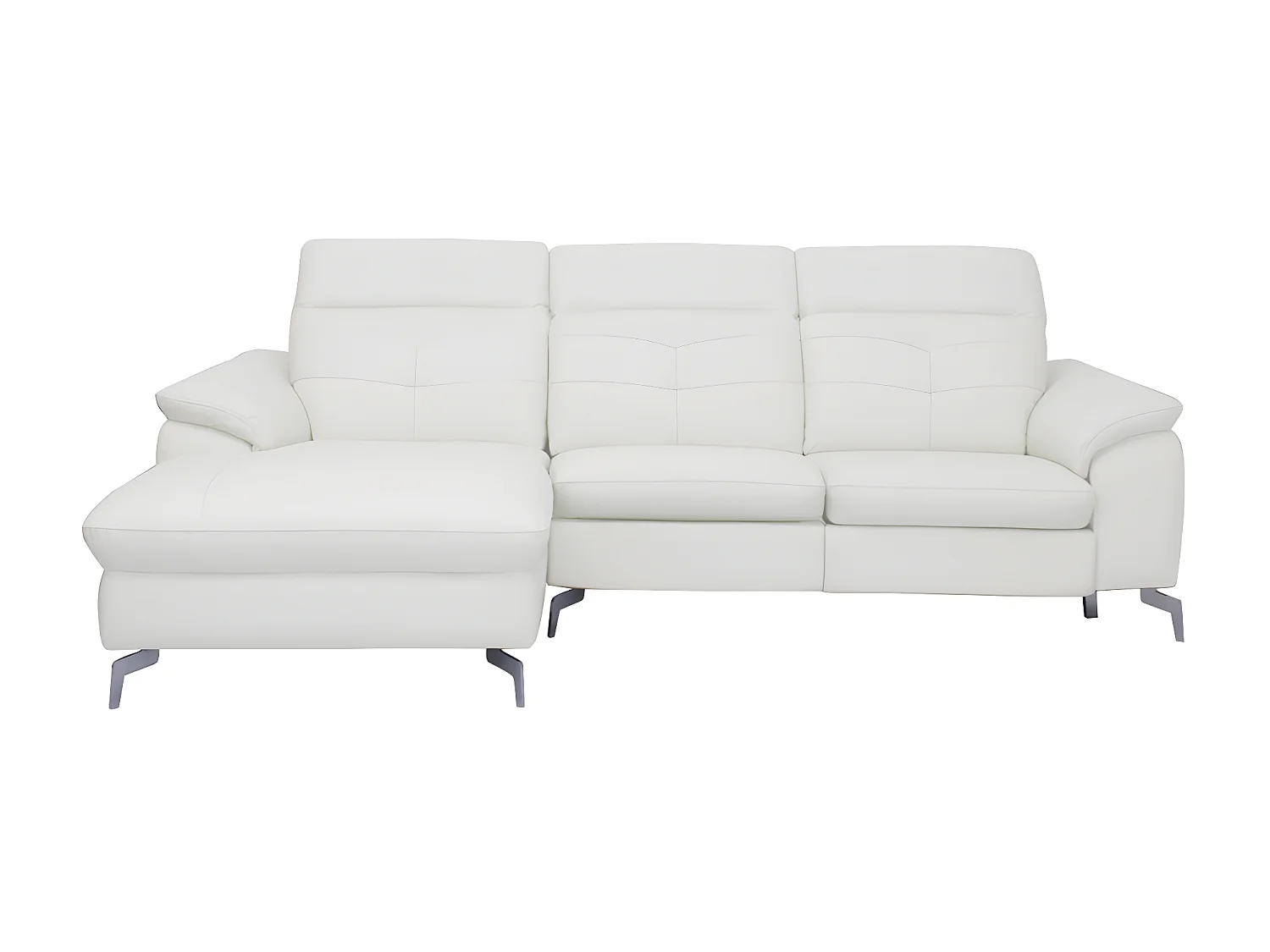 Canapé d'angle relax électrique en cuir de buffle LISMORE - Ivoire - Angle gauche