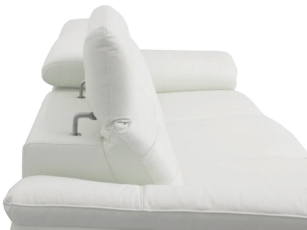 Canapé d'angle relax électrique en cuir de buffle LISMORE - Ivoire - Angle gauche