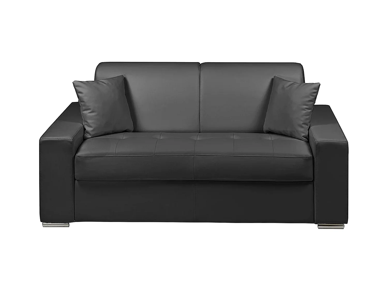 Schlafsofa 2-Sitzer - Liegefläche: 120 cm - Matratzenhöhe: 14 cm - Kunstleder - Schwarz - EMIR
