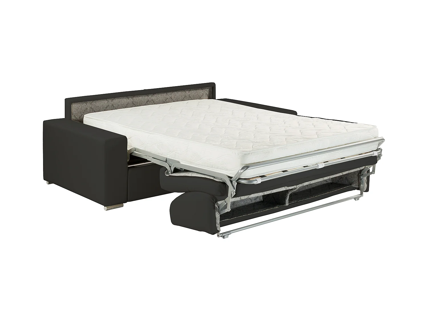 Schlafsofa 2-Sitzer - Liegefläche: 120 cm - Matratzenhöhe: 18 cm - Kunstleder - Schwarz - EMIR