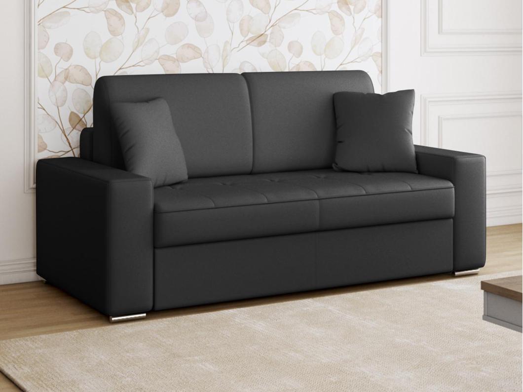 Divano letto a ribalta 2 posti in similpelle Nero - Materasso larghezza 120 cm - Spessore 18 cm - EMIR