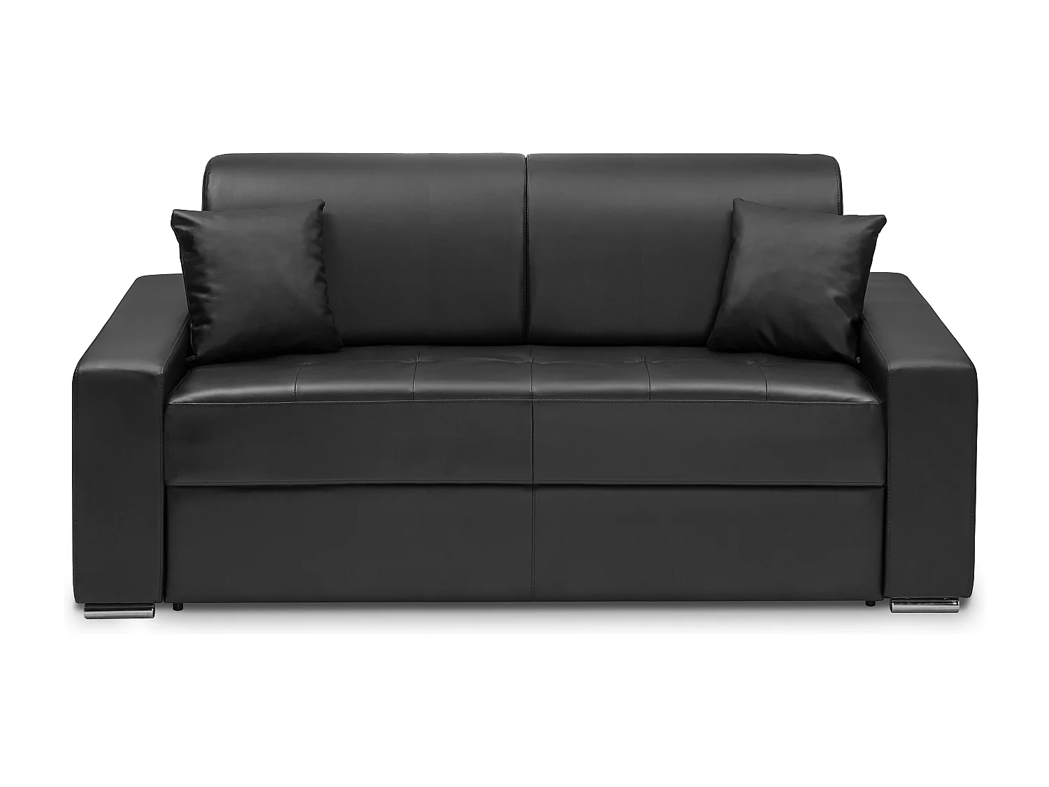 3-seters sovesofa med hurtigfunksjon i imitert skinn EMIR - Svart - Soveplass for 2 personer - 140 cm seng - 22 cm madrass med memory foam