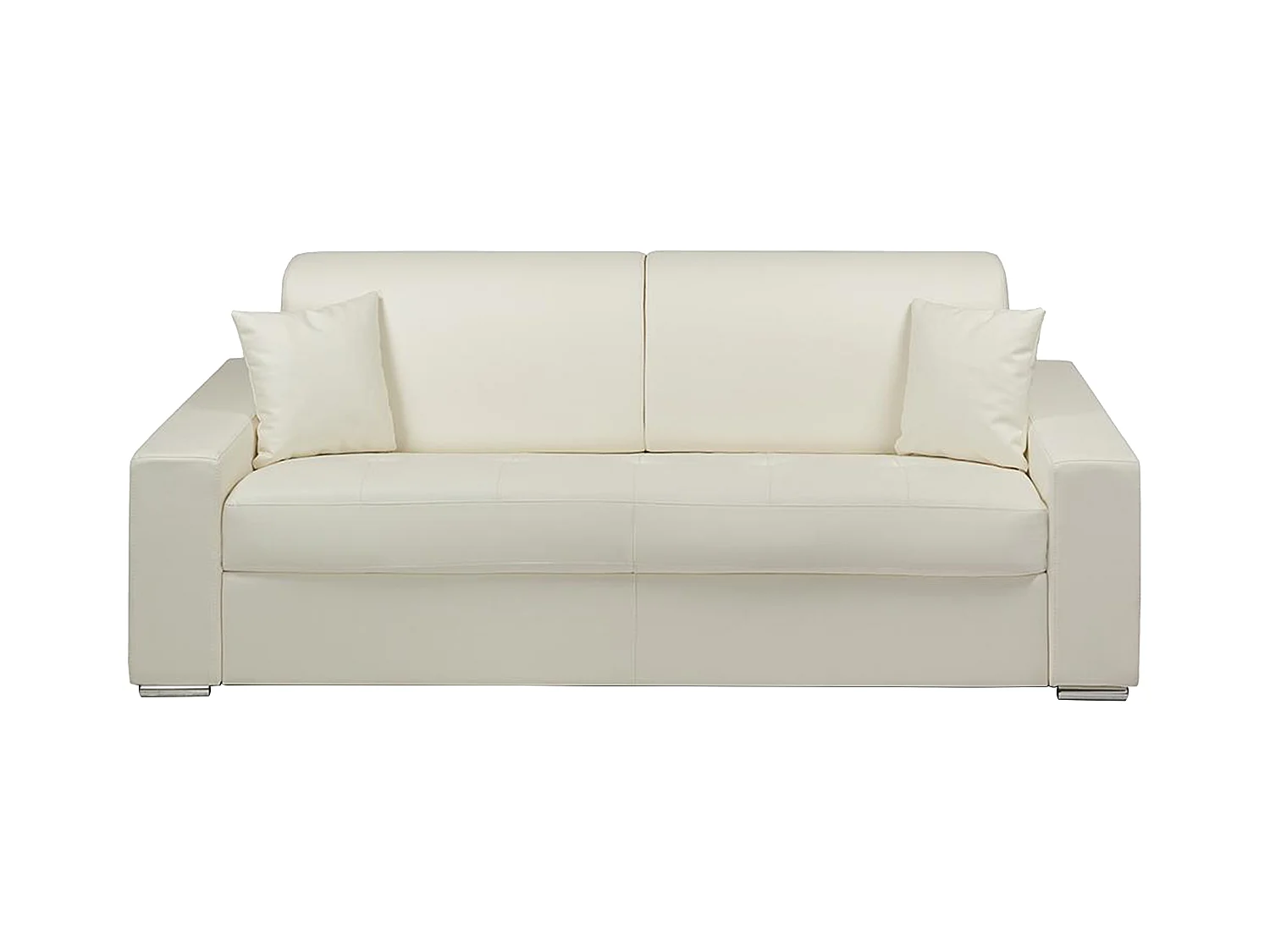 Canapé 4 places convertible express en simili EMIR - Blanc - Couchage 160 cm - Matelas 14 cm