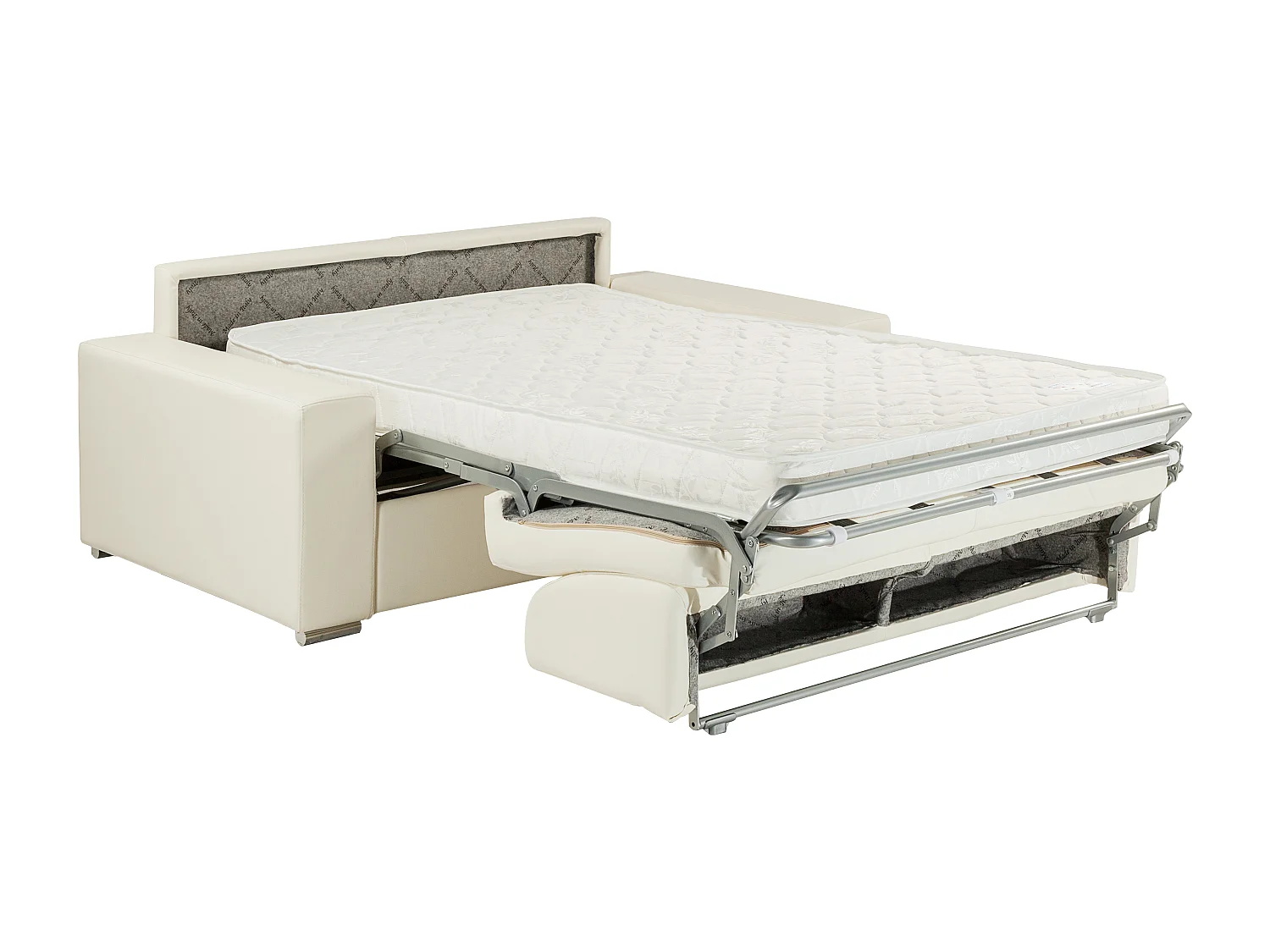 4-seters sovesofasofa i kunstskinn EMIR - Hvit - Soveplass 160 cm - Madrass 14 cm