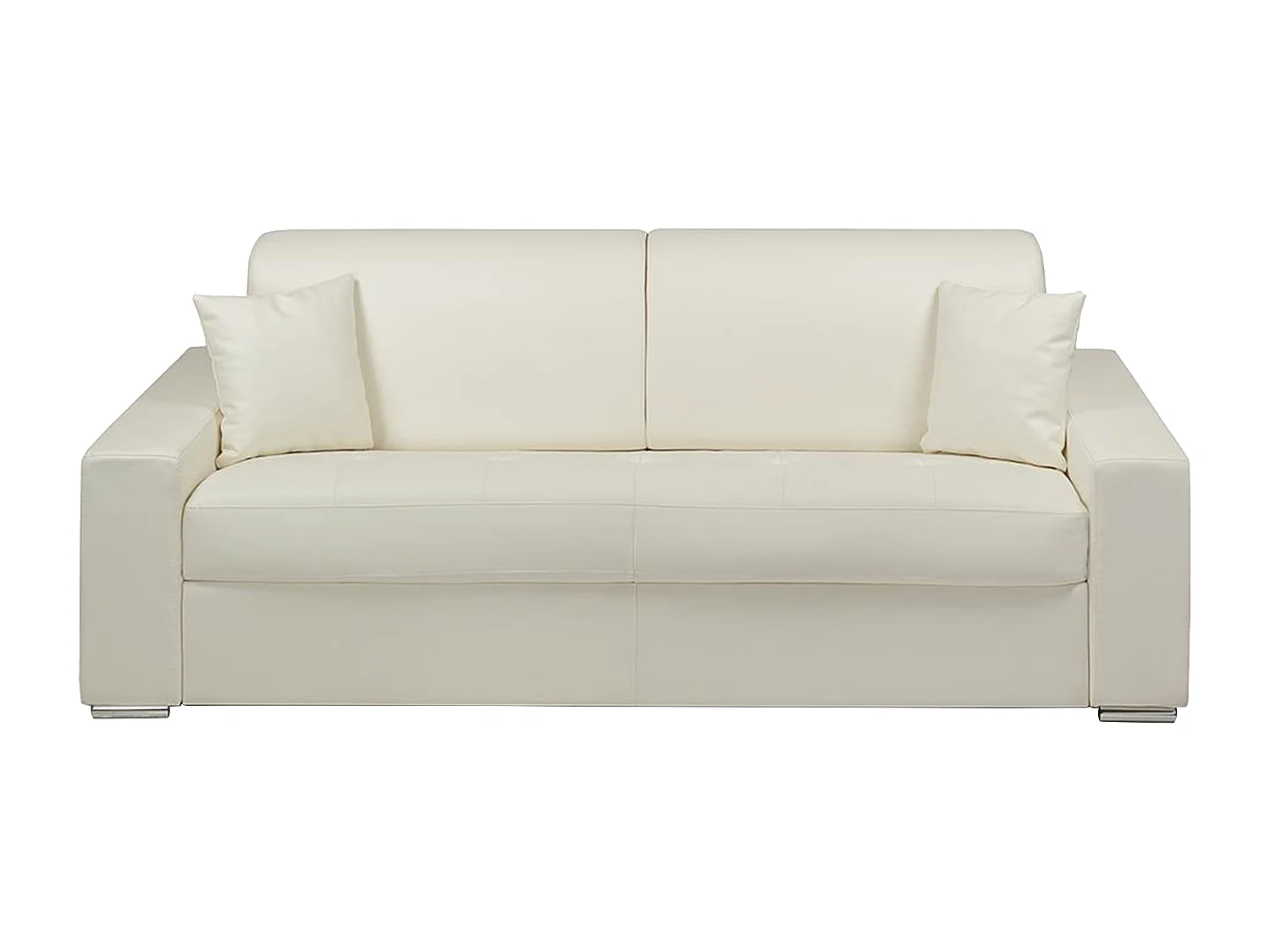 Sofá de 4 lugares rapidamente convertível em cama em pele sintética Branco - Cama de 160 cm e Colchão de 18 cm - EMIR
