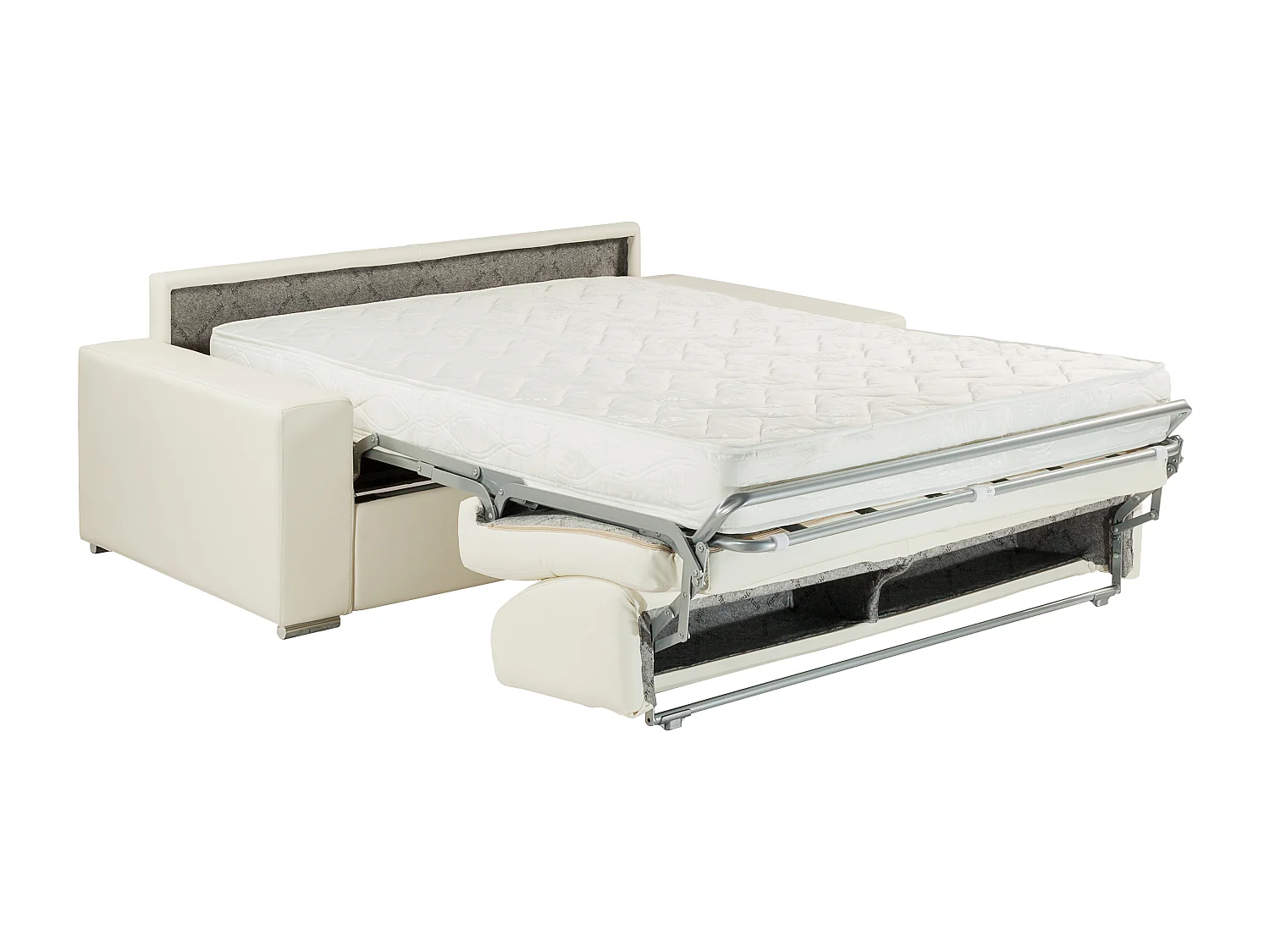 Canapé 4 places convertible express en simili EMIR - Blanc - Couchage 160 cm - Matelas 18 cm