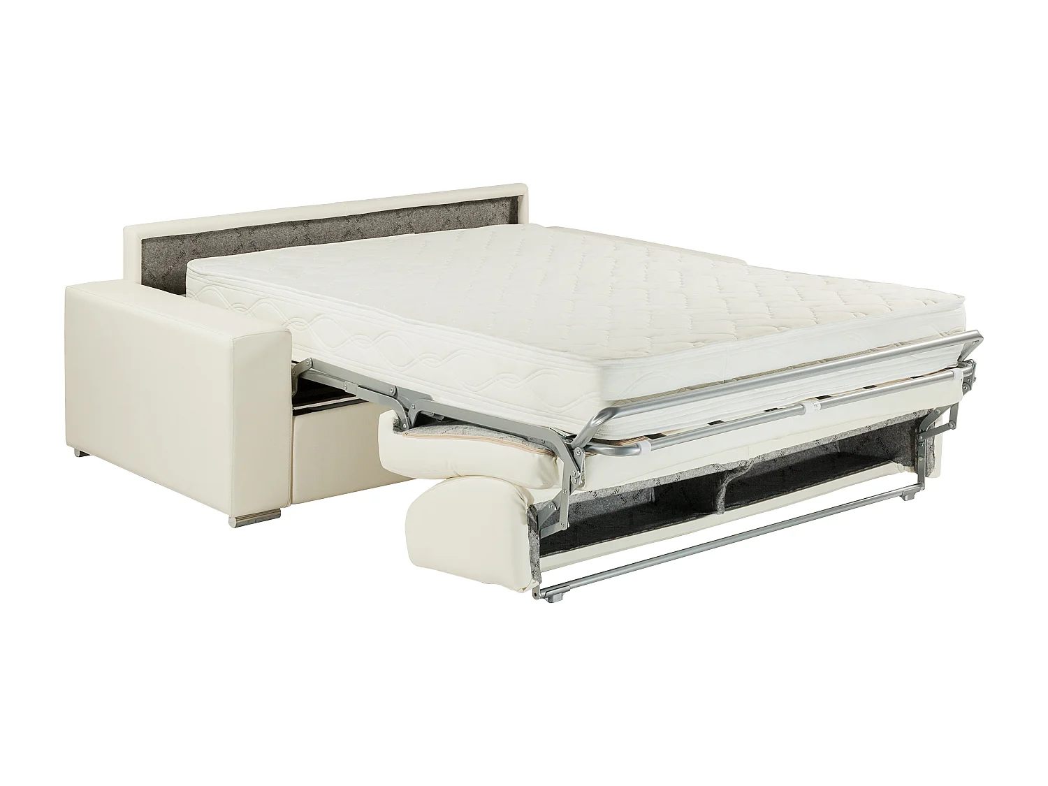 Divano letto 2 posti a ribalta in similpelle Bianco - Larghezza Materasso 120 cm memory foam - Spessore 22 cm - EMIR