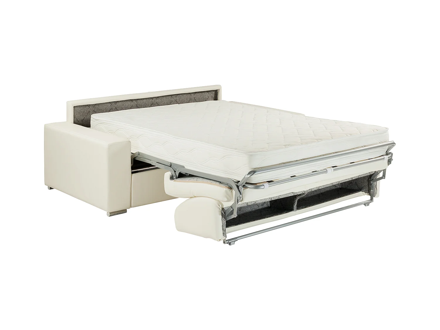 Divano letto 3 posti a ribalta in similpelle Bianco - Larghezza Materasso 140 cm memory foam - Spessore 22 cm - EMIR