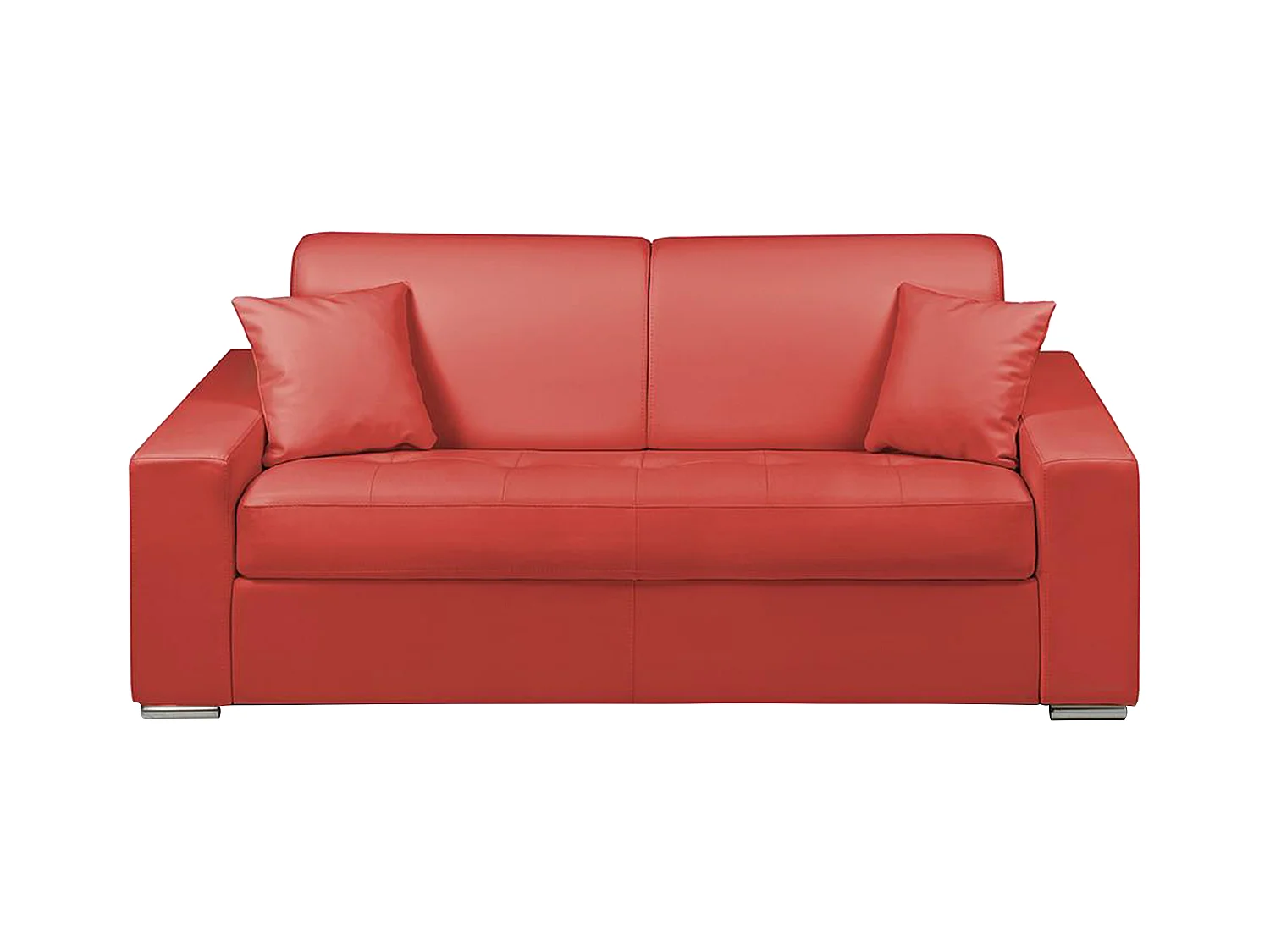 Driezits express bedbank van kunstleer EMIR - Rood - Slaap afmeting 140 cm - matras 18 cm