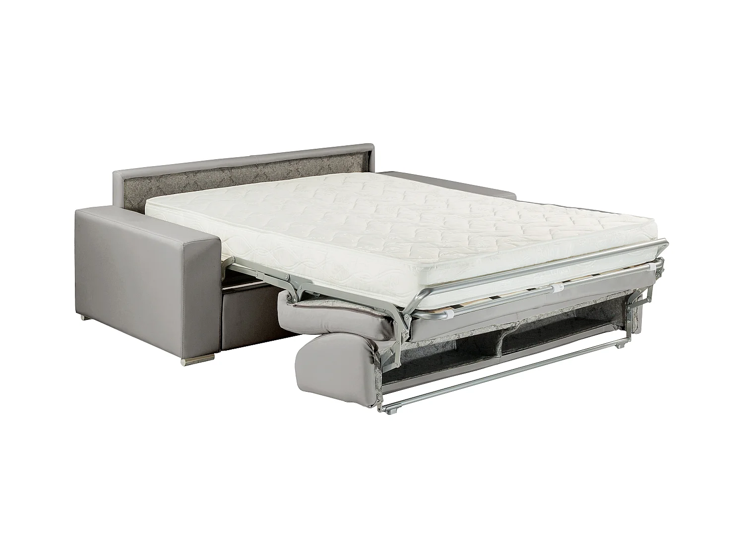 Sofá cama italiano 4 plazas piel sintética EMIR - Rojo - Cama 160 cm - Colchón 18 cm