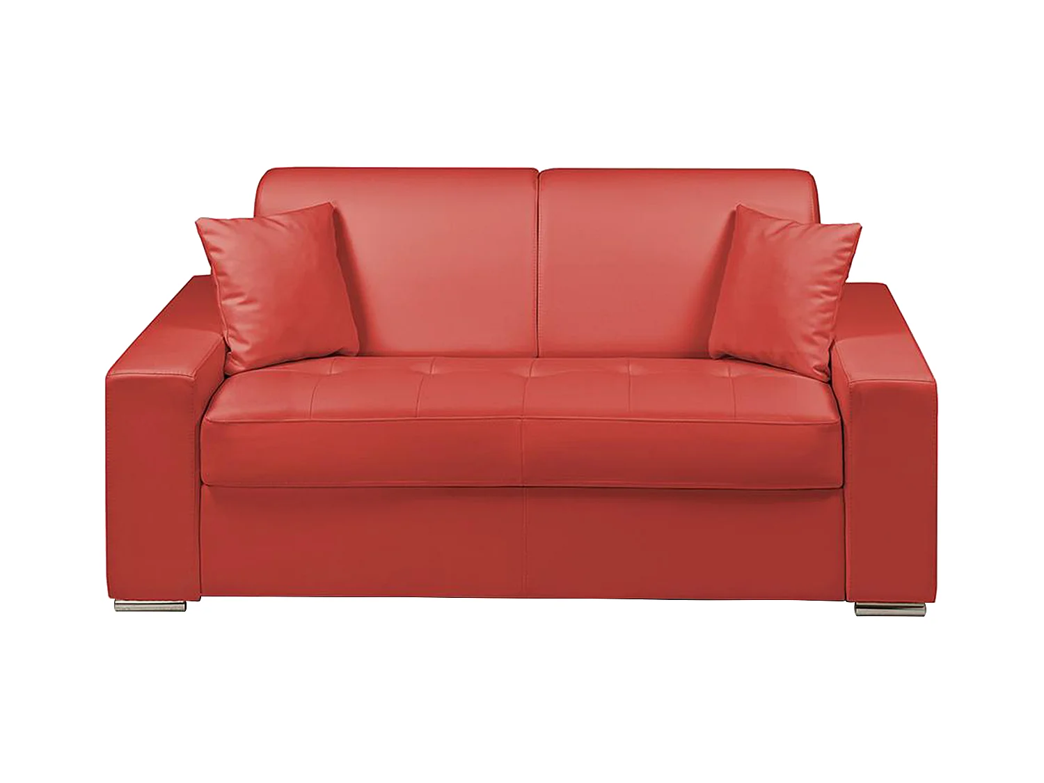 Schlafsofa 2-Sitzer - Liegefläche: 120 cm - Matratzenhöhe: 22 cm mit Memory Schaum - Kunstleder - Rot - EMIR