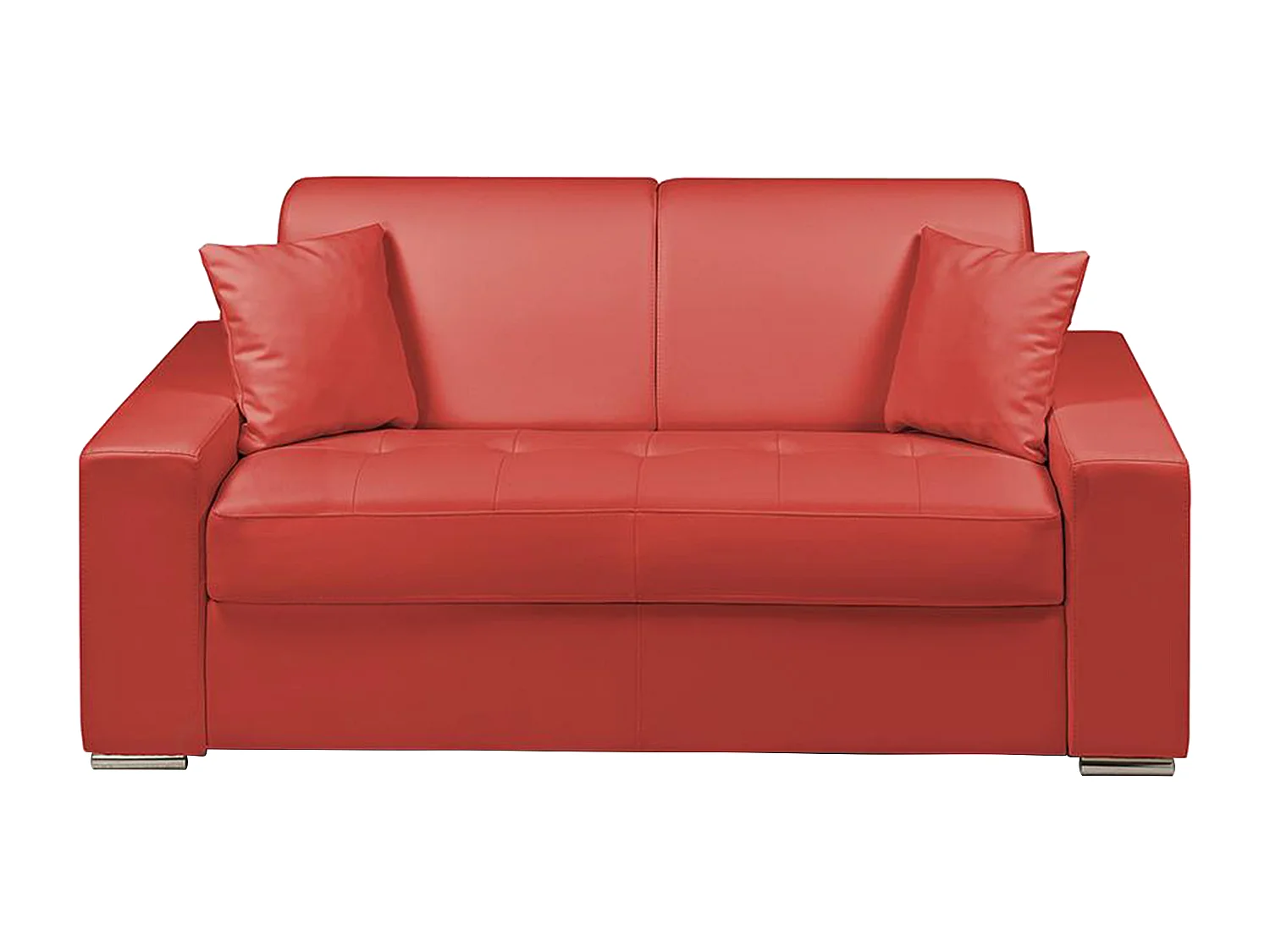 Canapé 2 places  convertible express en simili EMIR - Rouge - Couchage 120 cm - Matelas 22 cm avec mémoire de forme