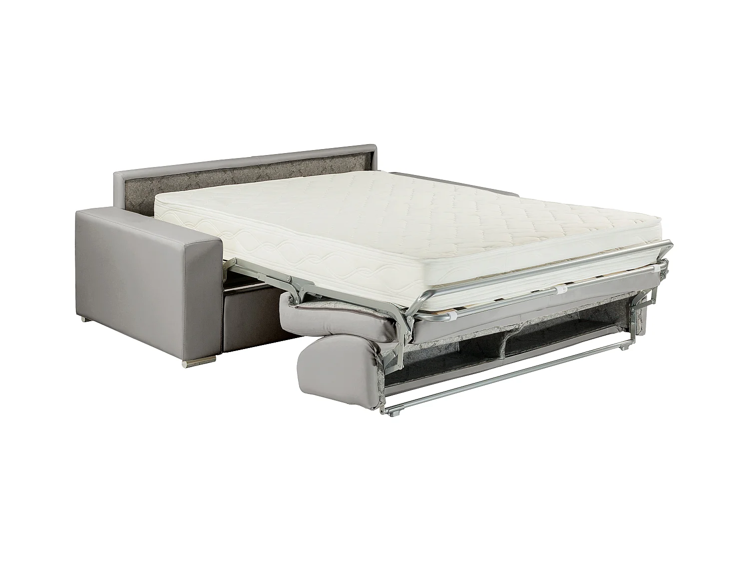 Sofá cama italiano 3 plazas piel sintética EMIR - Rojo - Cama 140 cm - Colchón con memoria de forma 22 cm