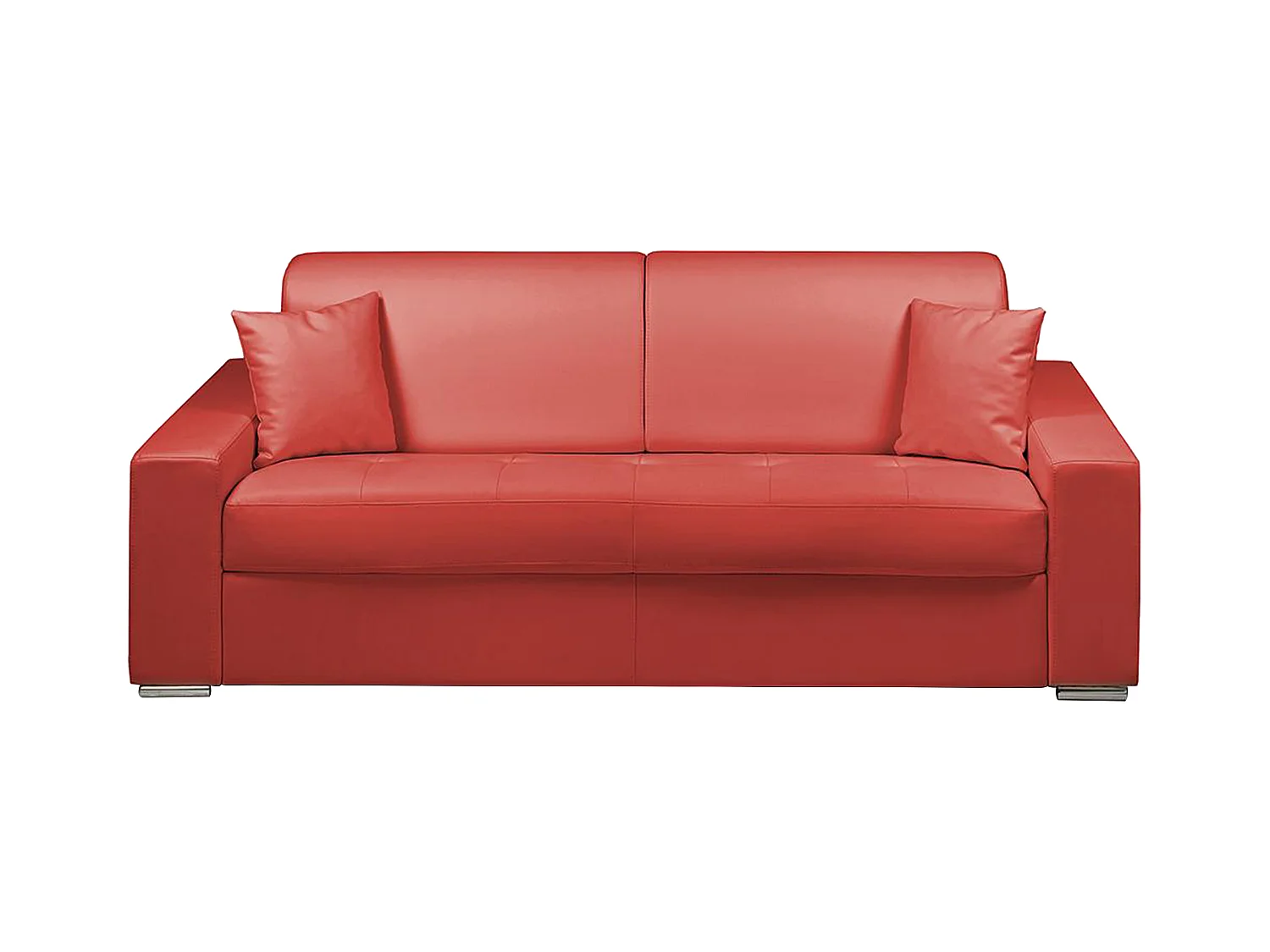 Kanapa 4-osobowa z ekspresowym mechanizmem rozkładania z ekoskóry EMIR - Kolor: czerwony - Miejsce do spania: 160 cm - Materac 22 cm z pamięcią kształtu