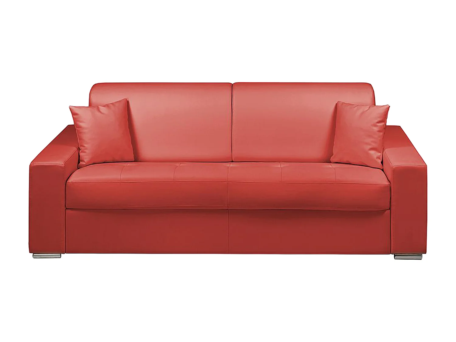 Schlafsofa 4-Sitzer - Liegefläche: 160 cm - Matratzenhöhe: 22 cm mit Memory Schaum - Kunstleder - Rot - EMIR