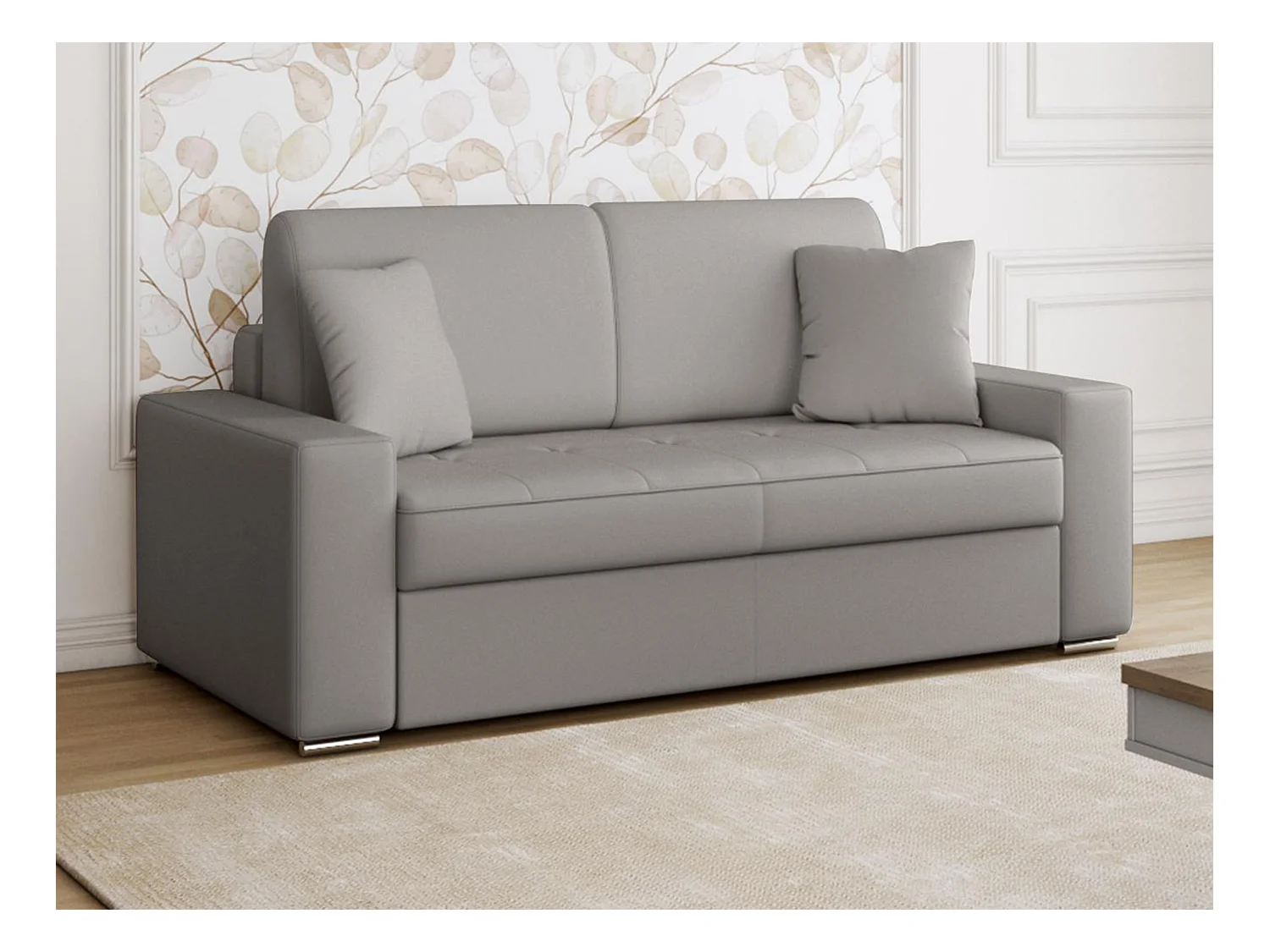 Canapé 2 places convertible express en simili EMIR - Gris - Couchage 120 cm - Matelas 14 cm