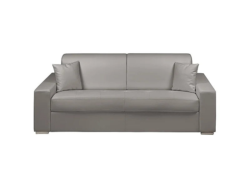 Canapé 4 places convertible express en simili EMIR - Gris - Couchage 160 cm - Matelas 18 cm