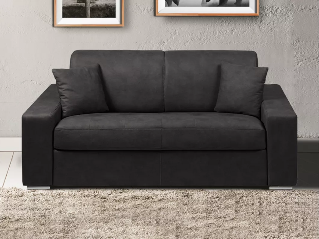 Kauf Unique Schlafsofa 2-Sitzer - Liegefläche: 120 cm - Matratzenhöhe: 14 cm - Stoff - Anthrazit - EMIR