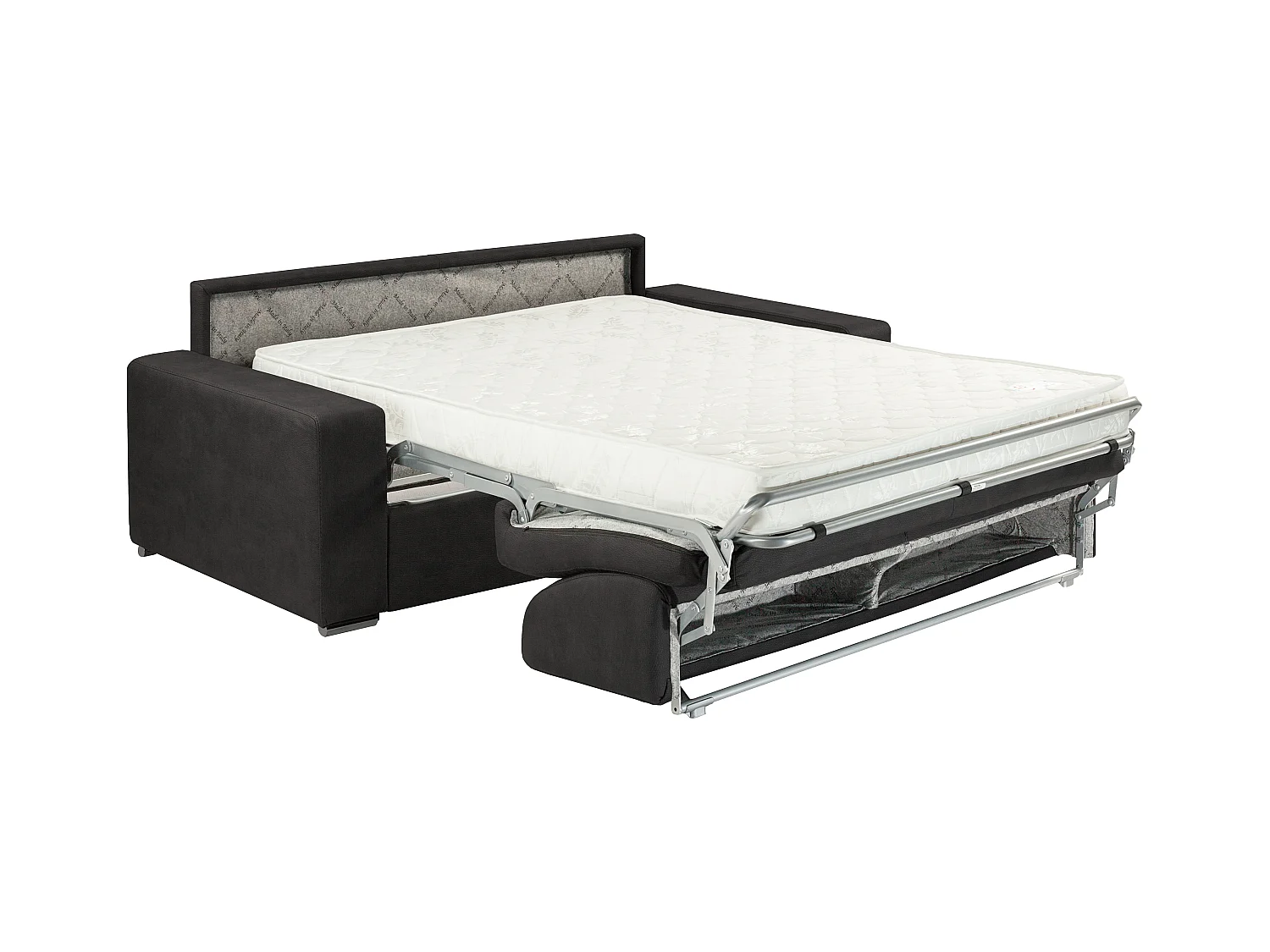 Vierzits express bedbank van stof EMIR - Antraciet - Slaap afmeting 160 cm - matras 14 cm