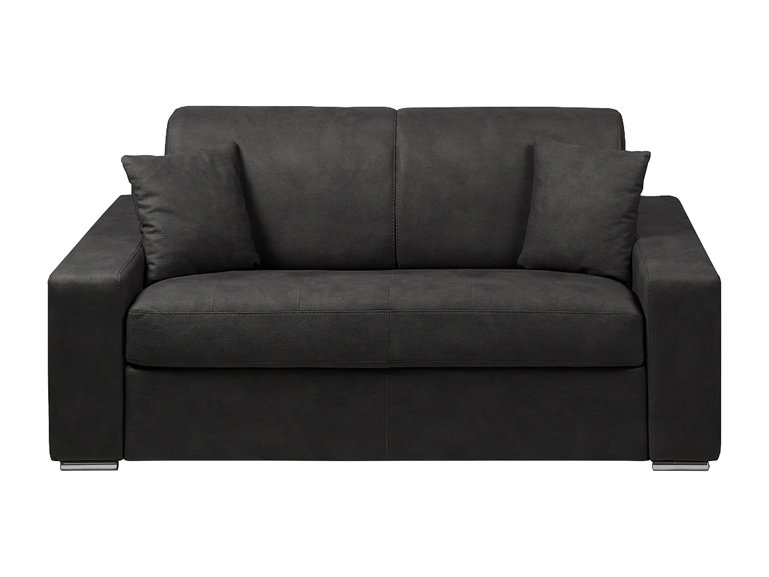 Canapé 2 places convertible express en tissu EMIR - Anthracite - Couchage 120 cm - Matelas 18 cm