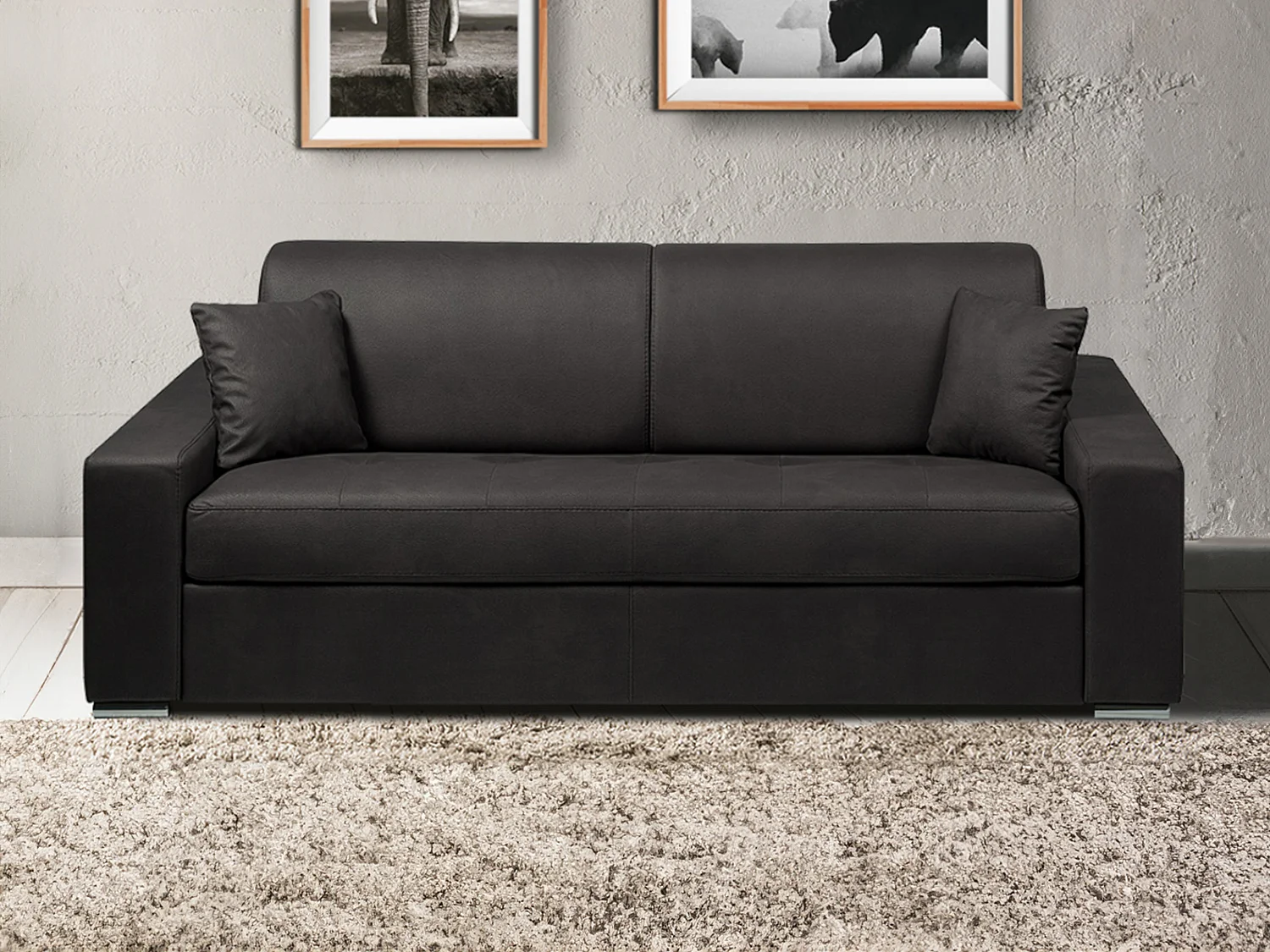 Schlafsofa 4-Sitzer - Liegefläche: 160 cm - Matratzenhöhe: 18 cm - Stoff - Anthrazit - EMIR